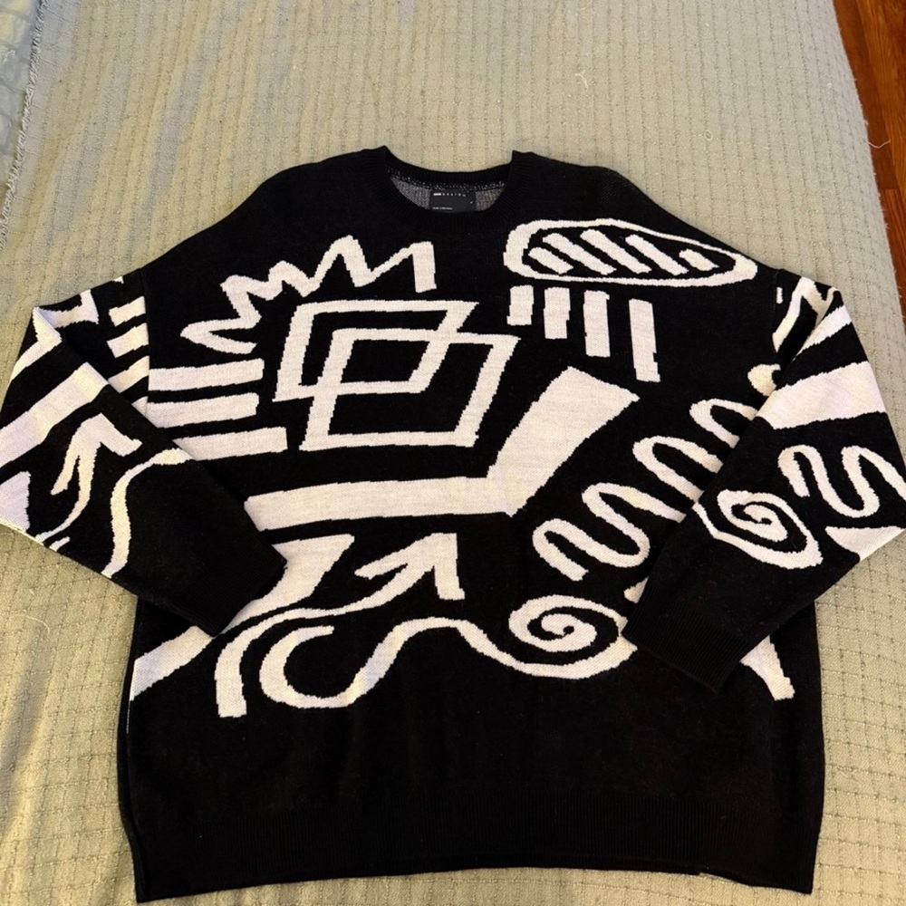 ASOS Black and White Graphic Crewneck Sweater